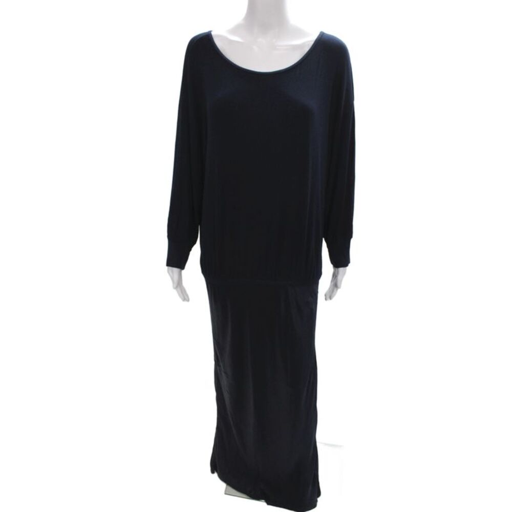 Michael Stars Women Black Scoop Neck Long Sleeve Blouson Dress Size L